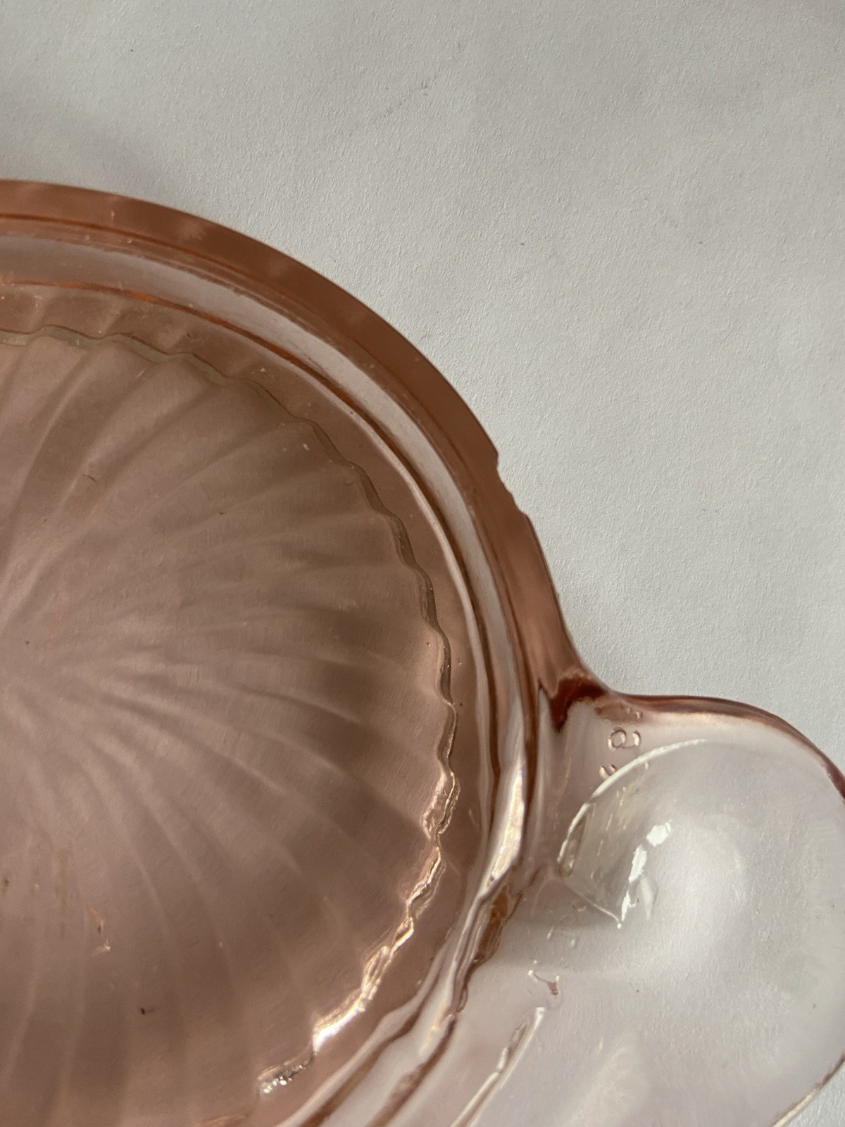 Pink Depression Glass Ashtray Swirl Coaster Pat# 1662146 Trinket Tray Thumb FLAW