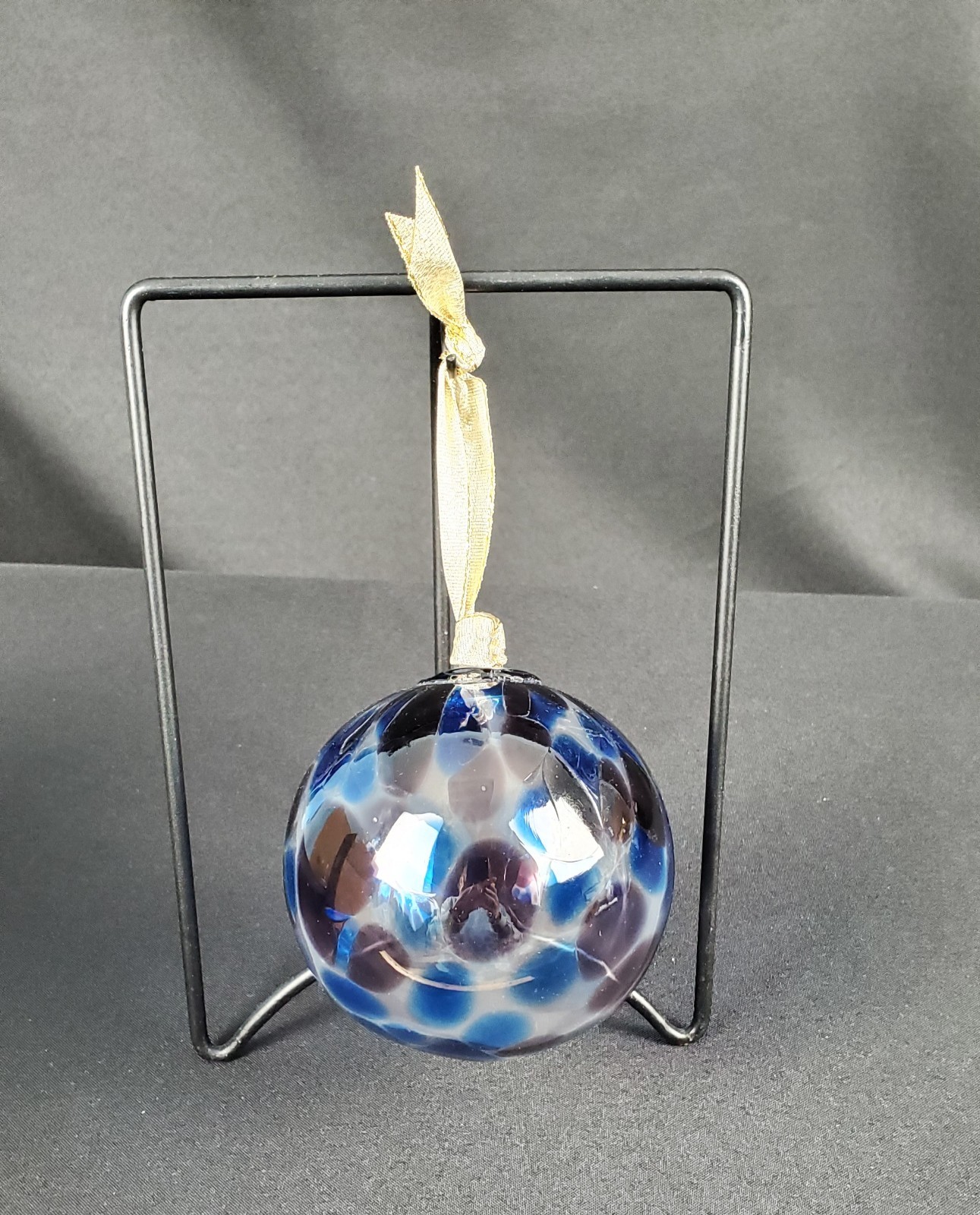 Hand Blown Art Glass Gazing Ball Purple & Blue 3.5″ Ornament Sun Catcher ORB