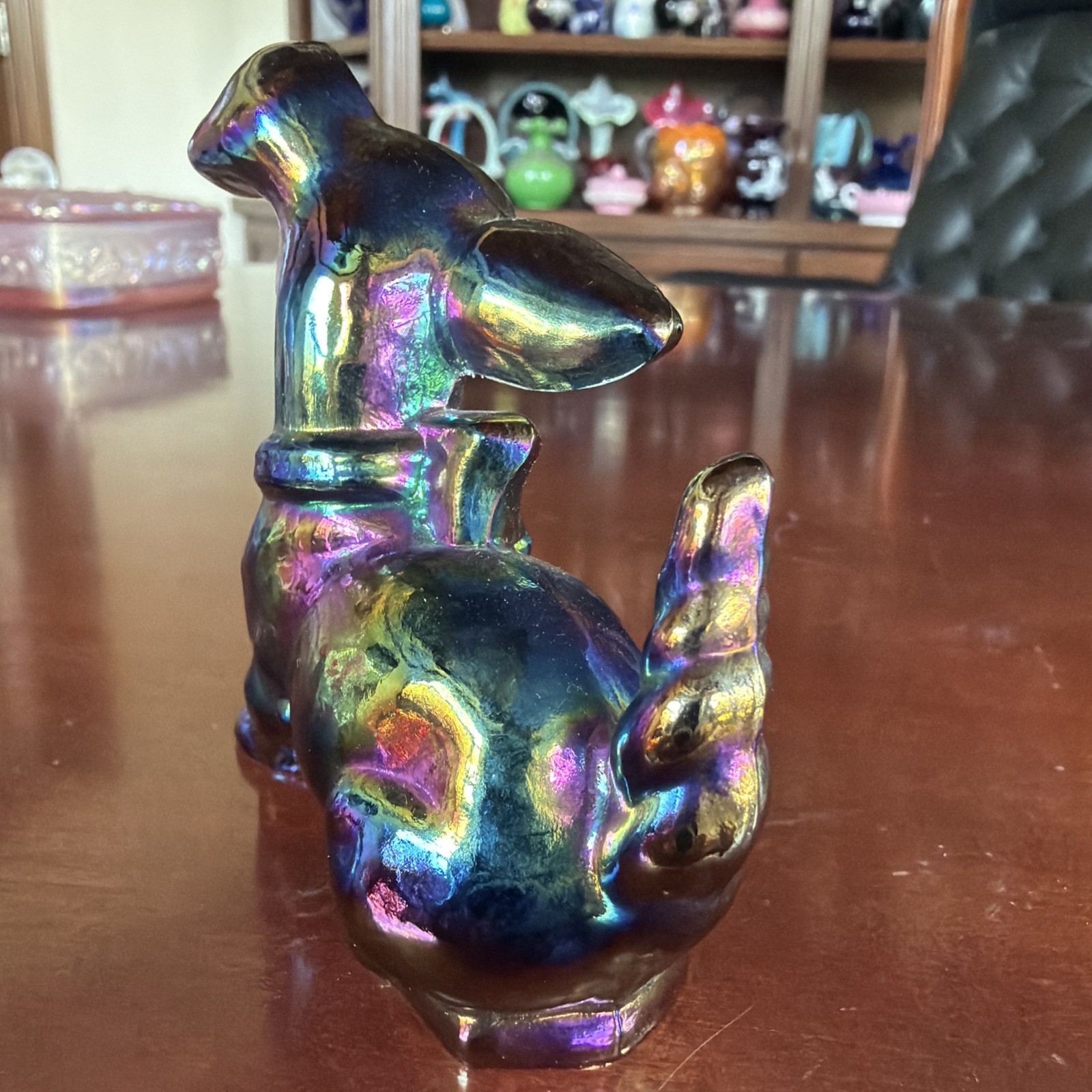Darling Vintage Imperial Glass Terrier “Parlor” Pup Amethyst Carnival Signed