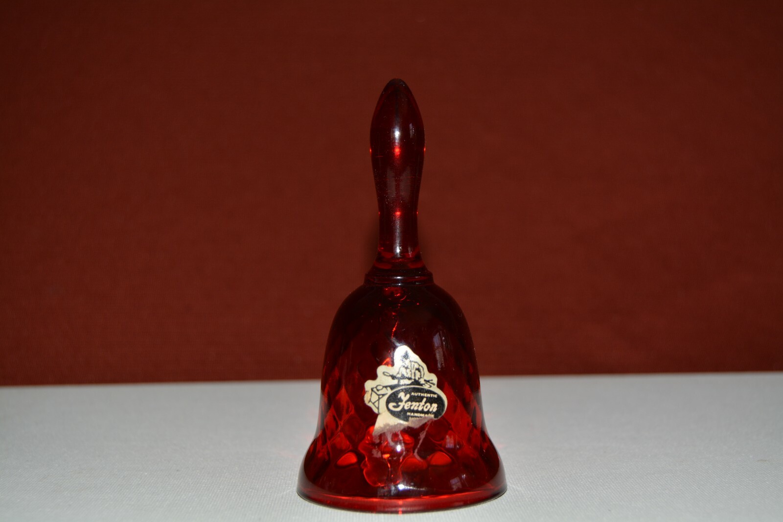 Fenton!! Red or Garnet Bell w/ Partial Sticker Approx. 4 inches In Great Shape!