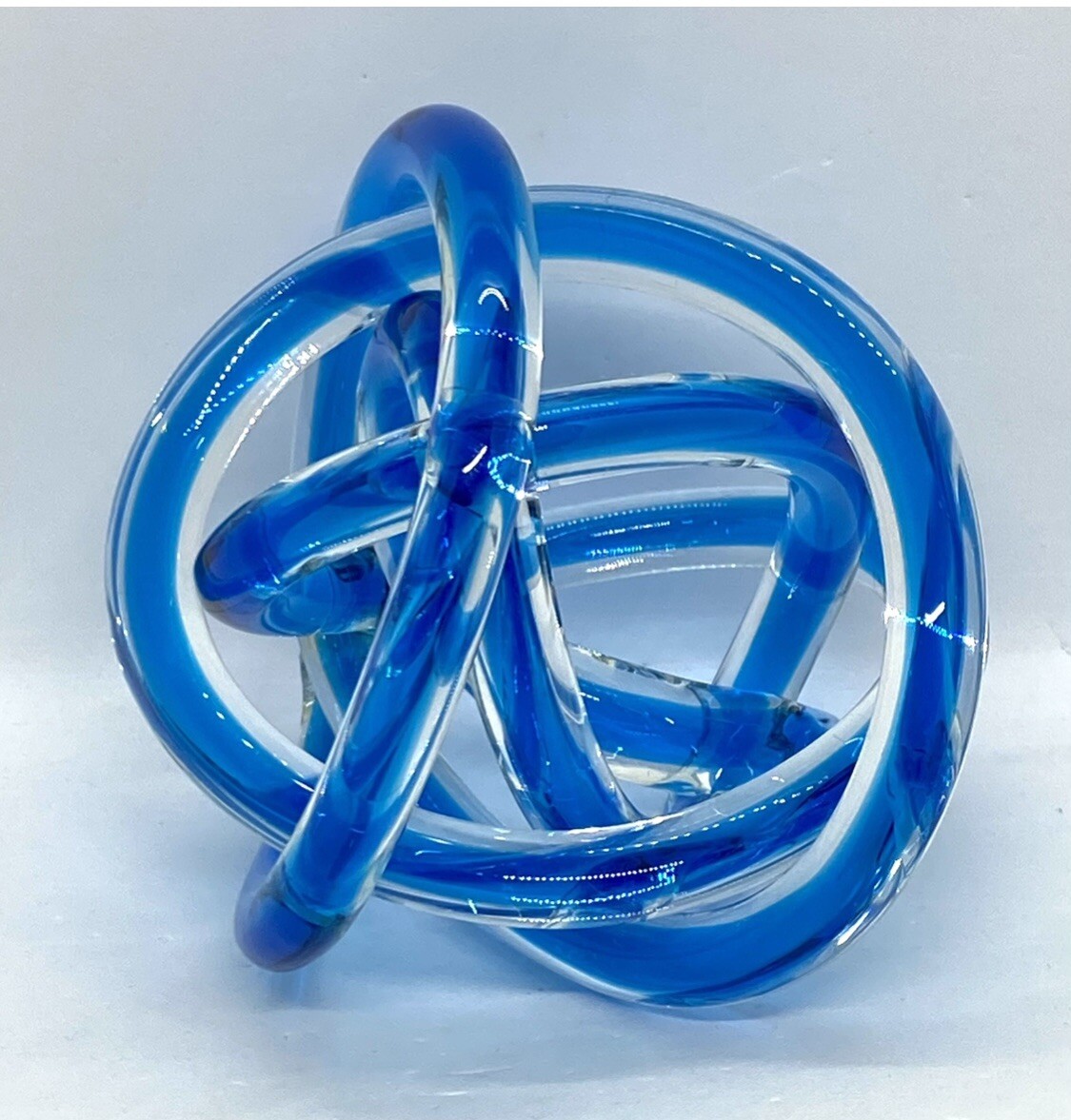Vintage Murano Art Glass Twisted Knot Rope Sculpture Paperweight 3.3/4”