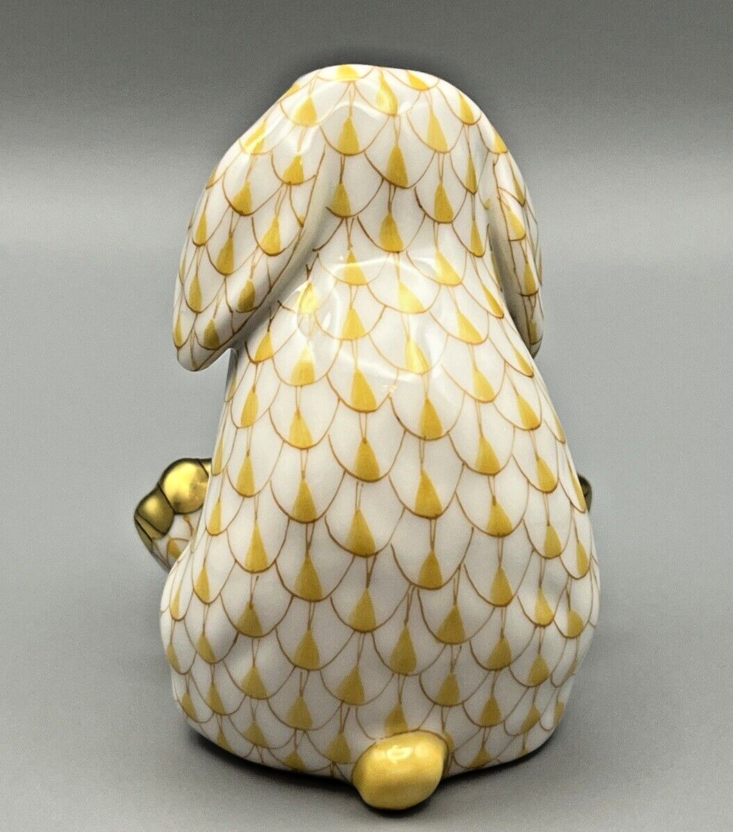 Herend Eggstravagant Bunny w/ Easter Eggs Basket Butterscotch Fishnet New $610