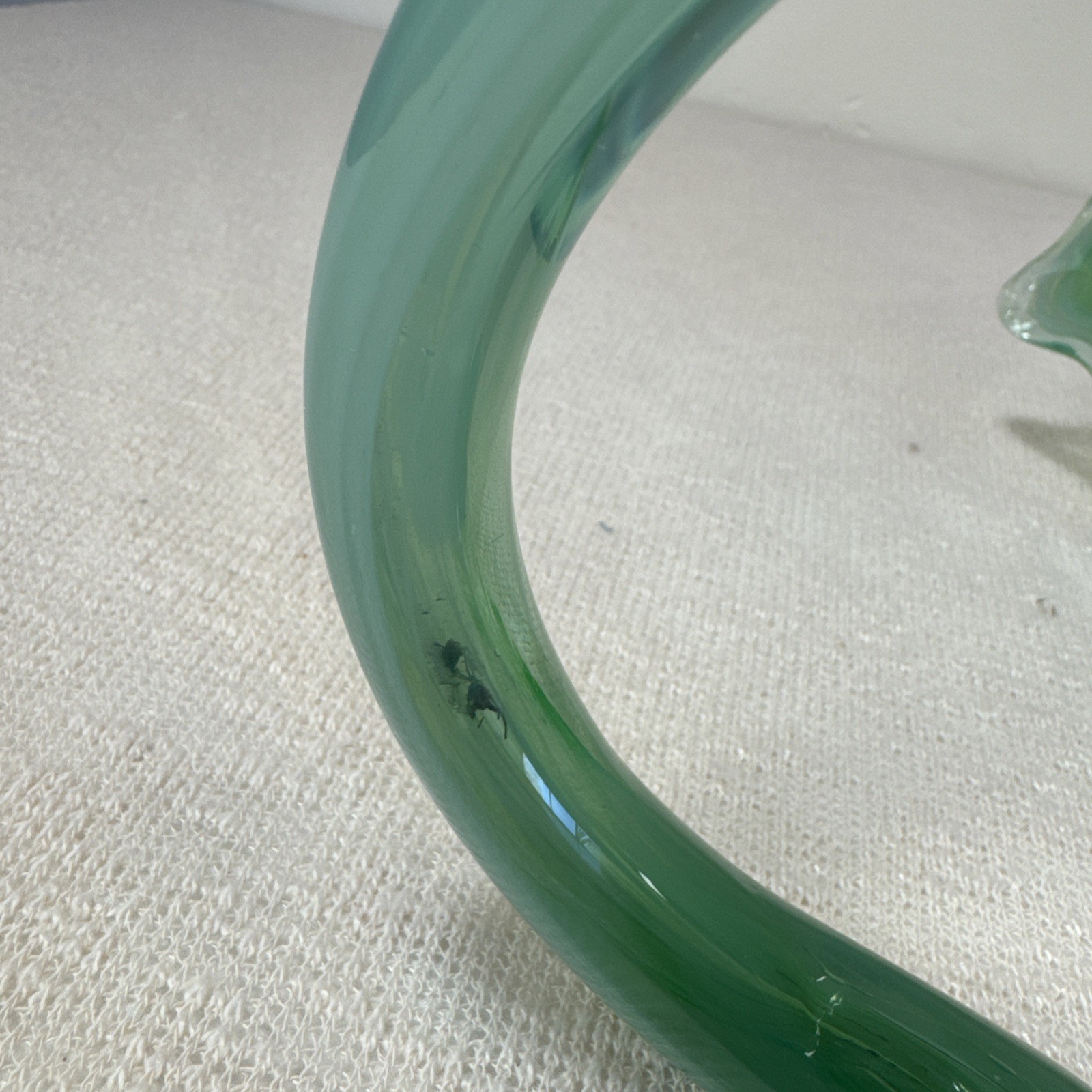 Hand Arch Class Trumpet Vase Light Blue Green Mint 12 Inches Murano Style