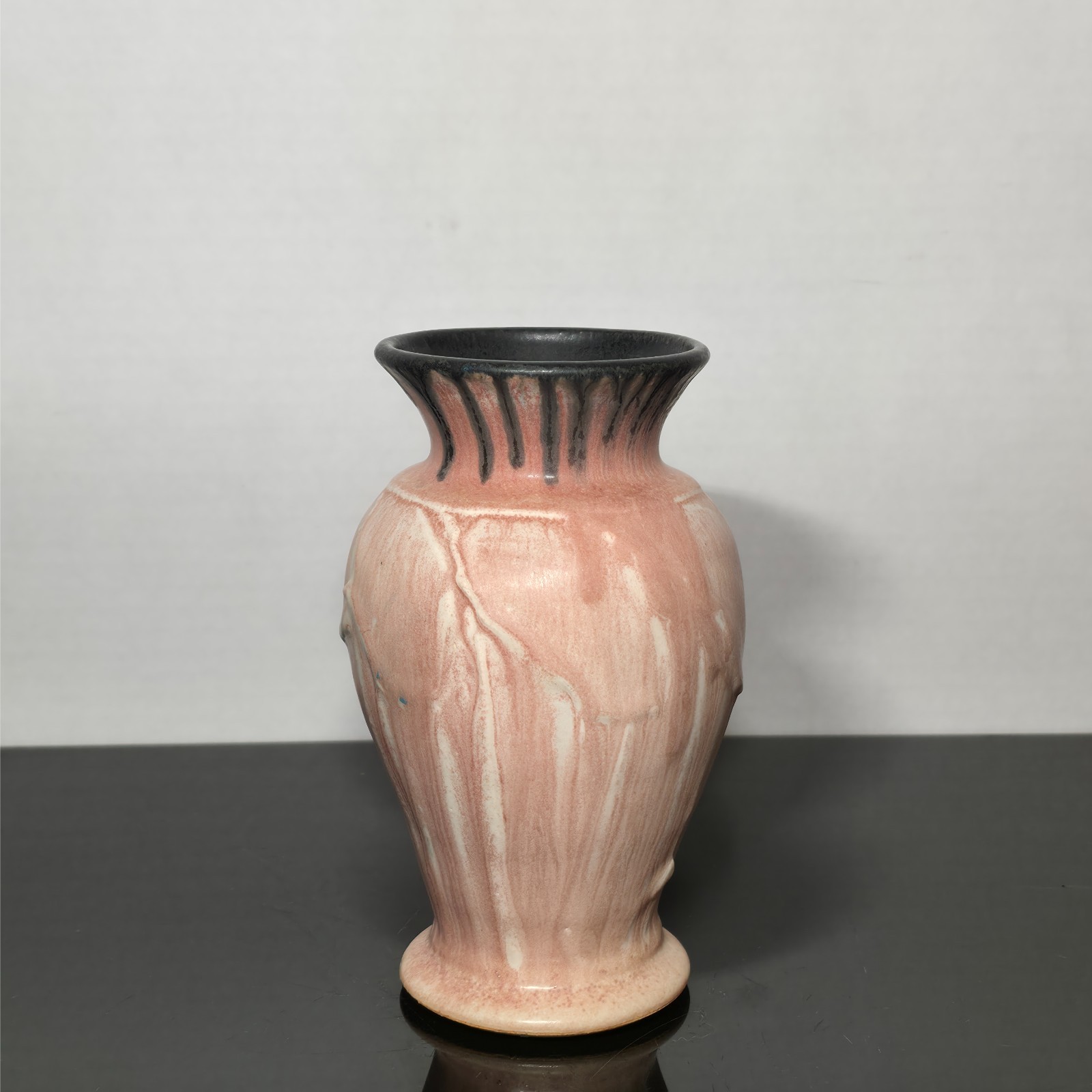 Pewabic Pottery Pink Black Vase
