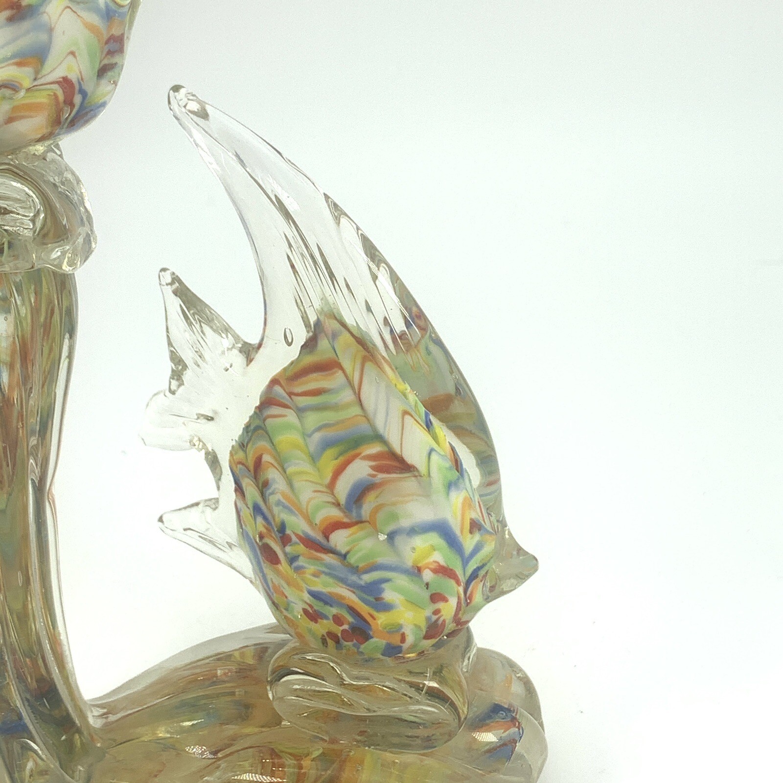 Angel Fish Glass Figurine Multicolor Double Paperweight 8.5″ Sculpture