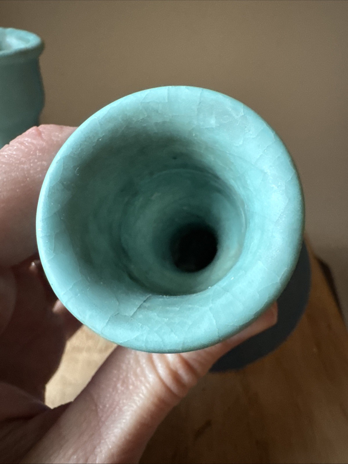 Vintage Van Briggle Ming Blue Art Pottery Candlestick Holders Pair 4.5 Inches
