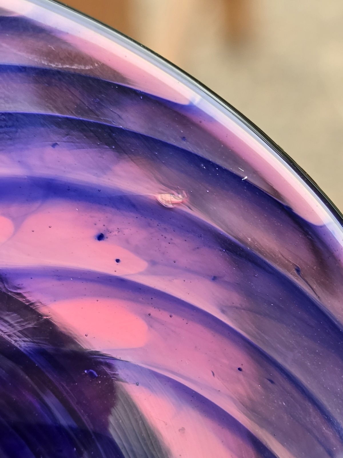Young & Constantin Signed Art Glass Vase Purple Blue Swirl Hand Blown 9″ Studio