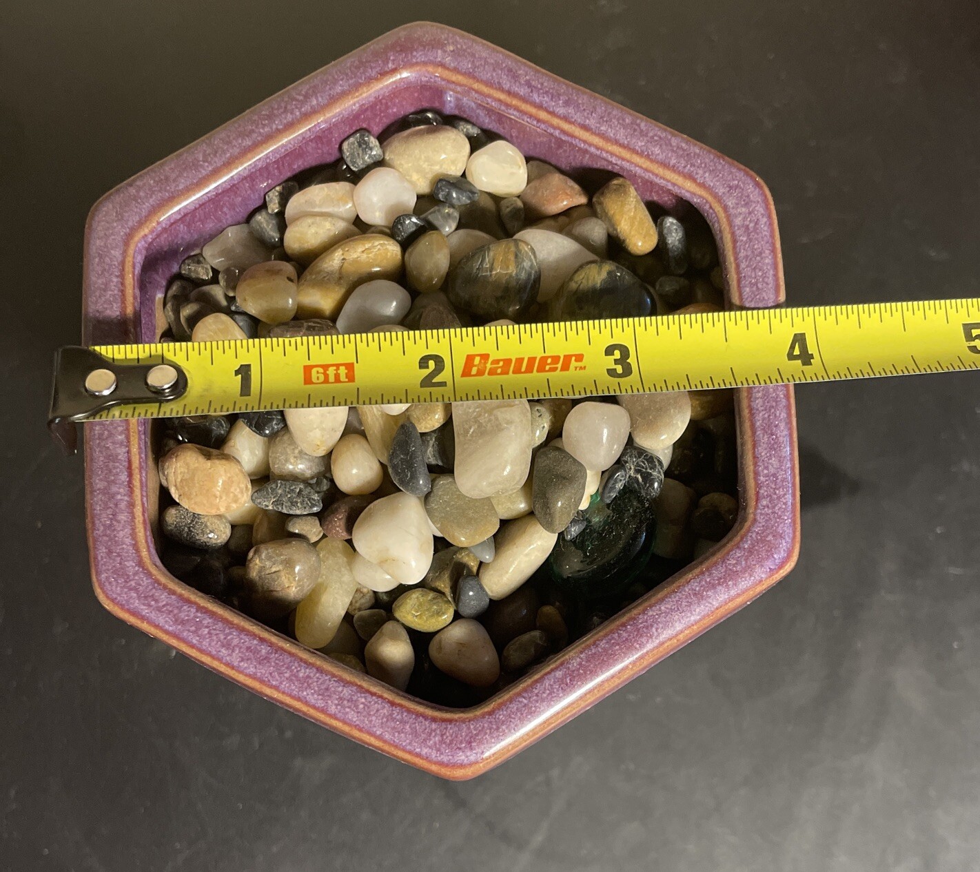 Purple Asian Hexagon Shape Footed Succulent Pottery Pot 4”