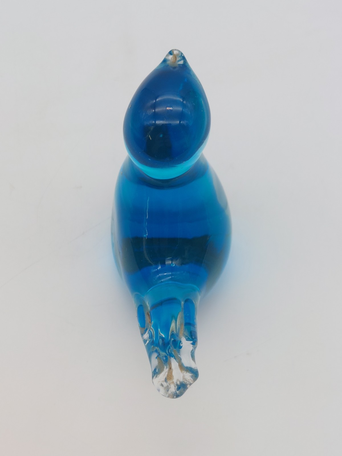 Art Glass Blue & Clear Bird Figurine- Paperweight 4.3″x3.3″