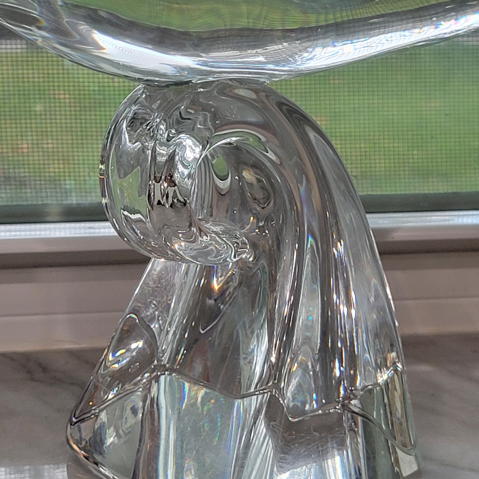 Steuben Glass Flying Seagull Figurine Signed By Lloyd Atkins READ!! HUGE HEAVY