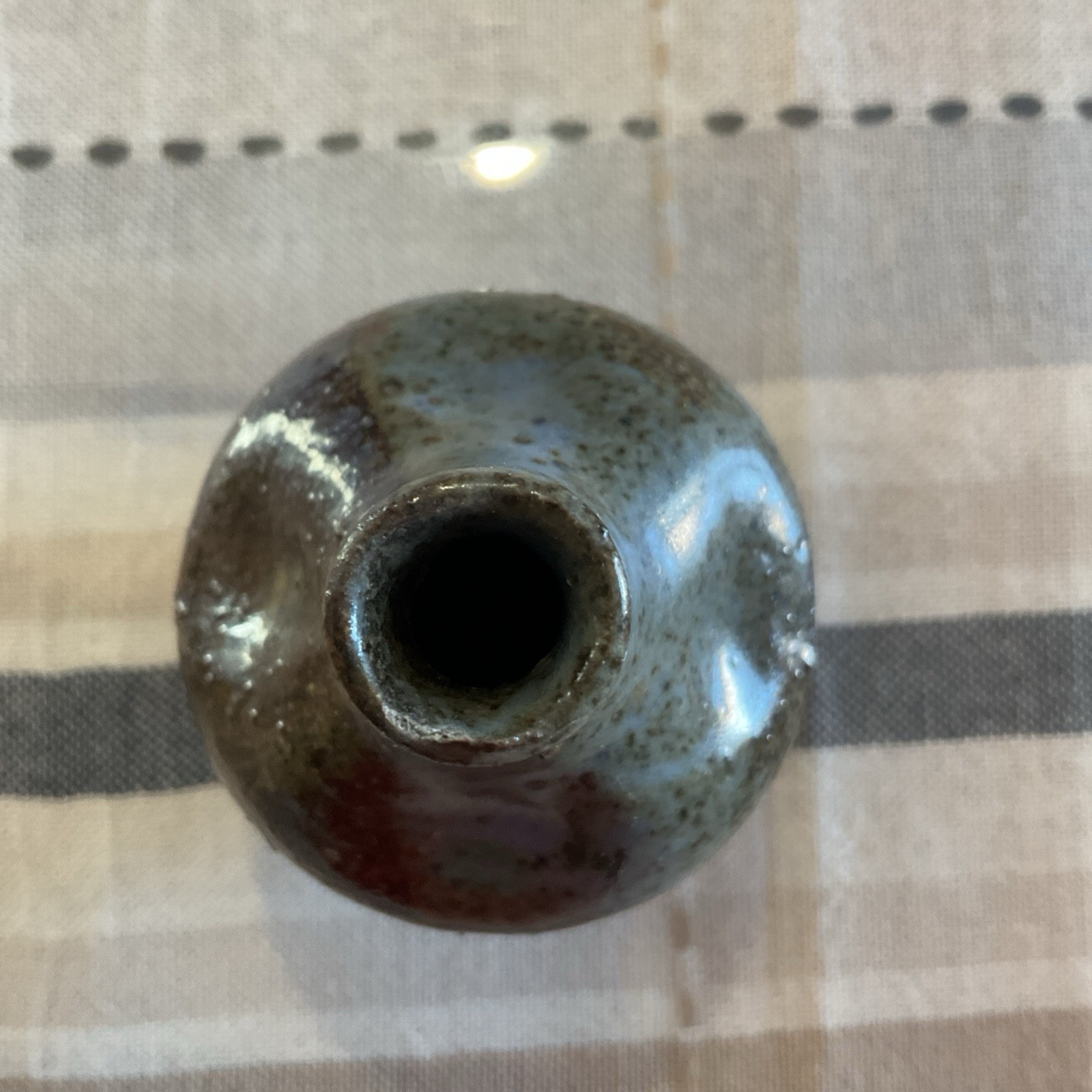Pottery Bud Vase 3 Inches Tall Signed