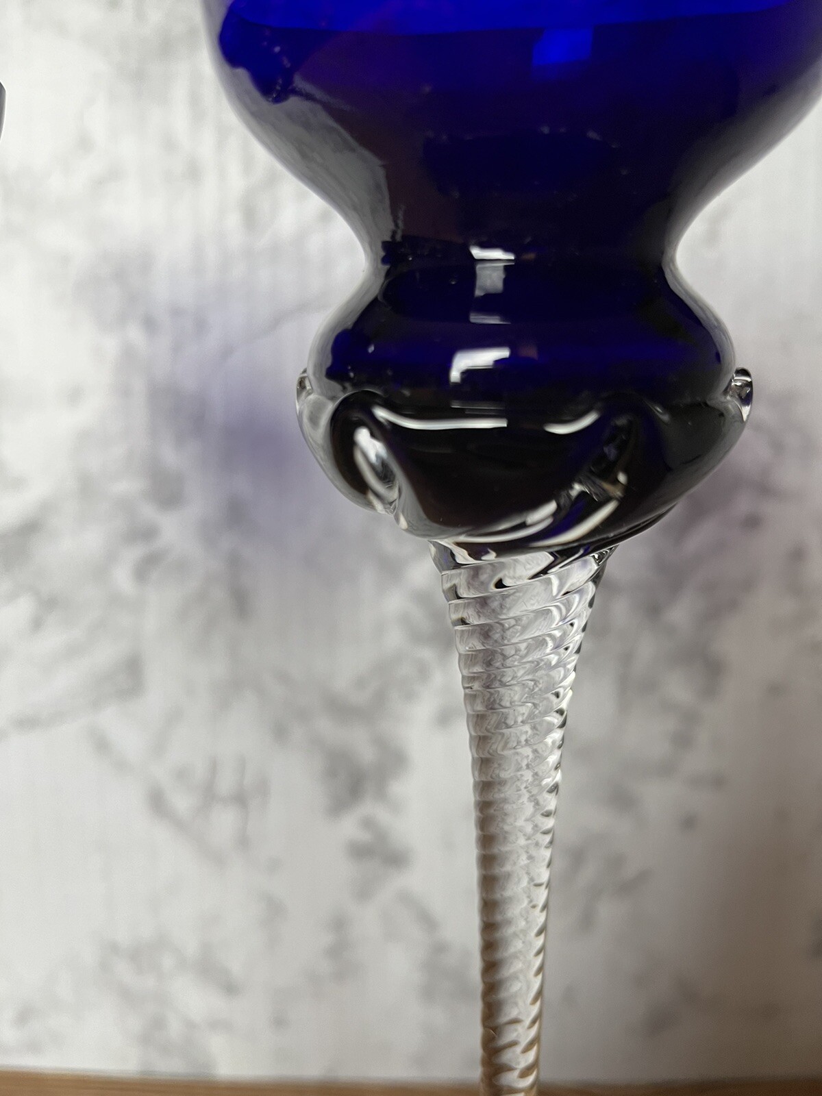 Crystal Clear Industries Art Glass Irene Cobalt Blue Twist Stem Candlestick