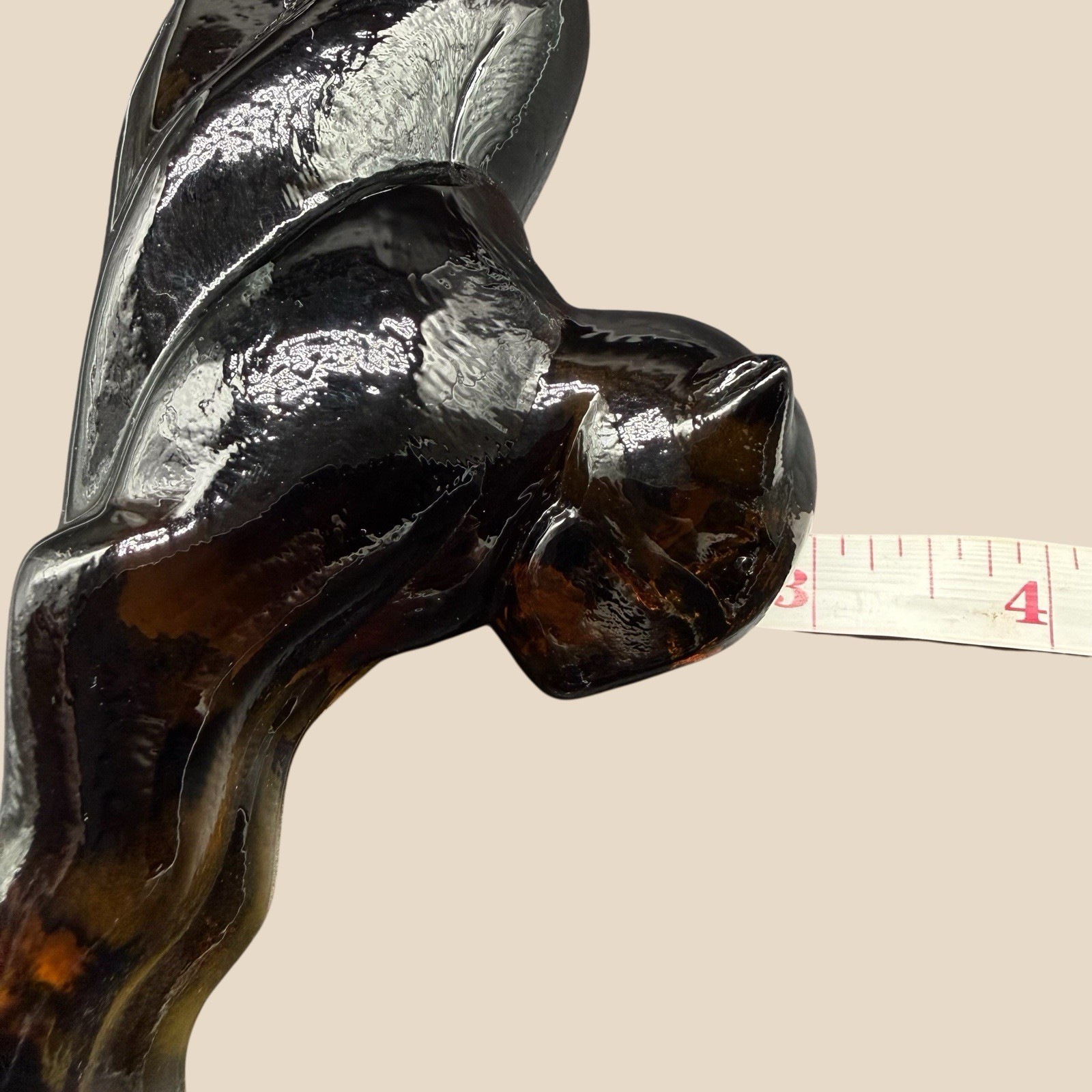 1980s Heisey Imperial Glass Rare Smokey Panther Tiger Cat Paperweight Figurine