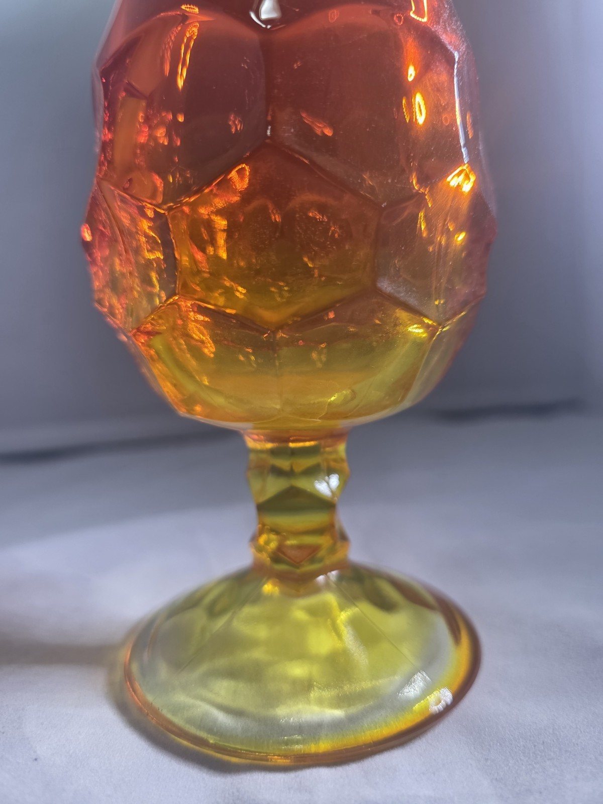 Mid-Century VIKING Amberina Pedestal Swung Column Glass Vase Retro 14¾”