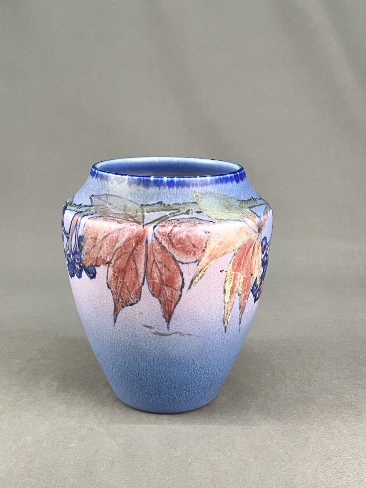 Rookwood Leaf & Grape 6 3/4″ Vellum Vase Shape 1780 Elizabeth Lincoln c. 1930
