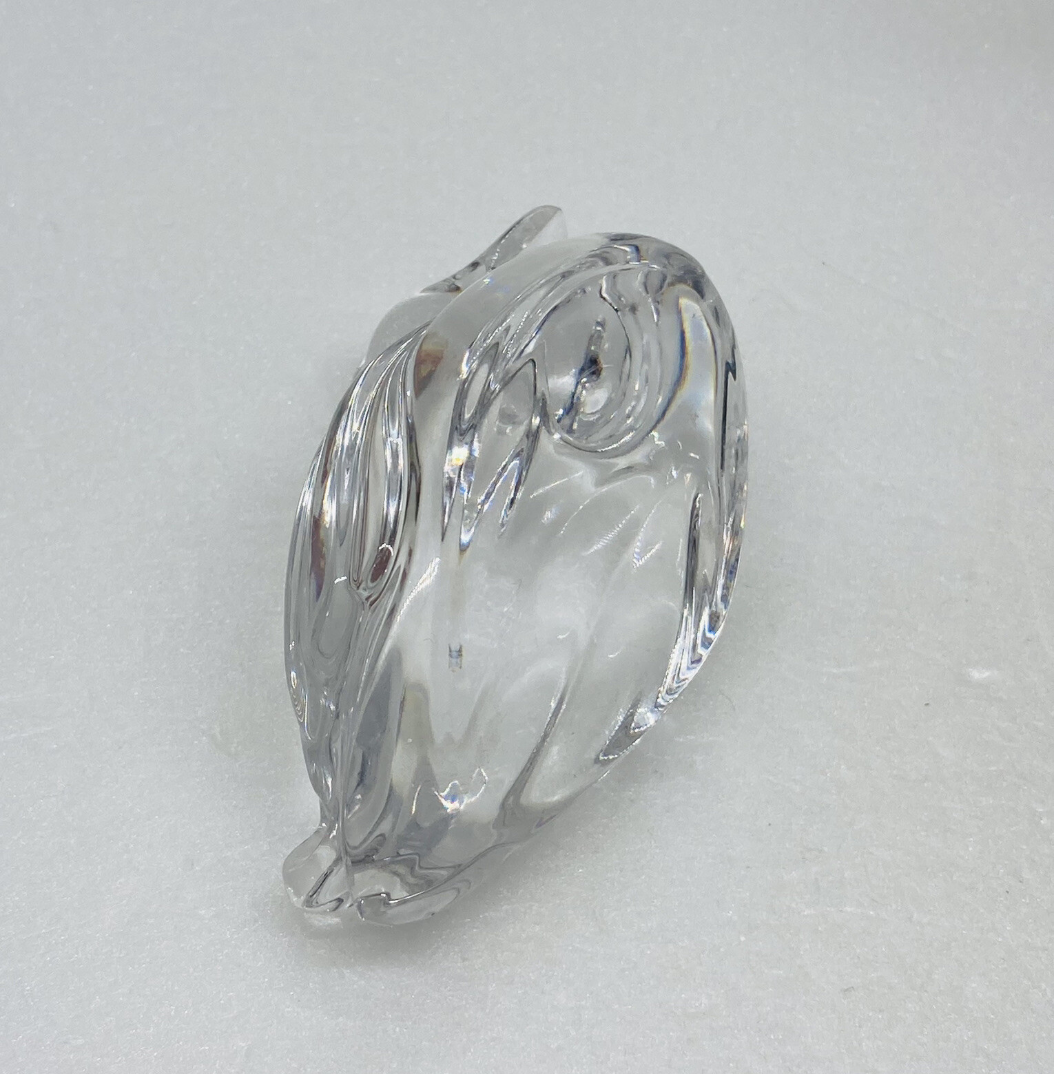Vintage 1970s Crystal Glass Duck Bird Paerwieghtvfigurine 4” Art Decor 22