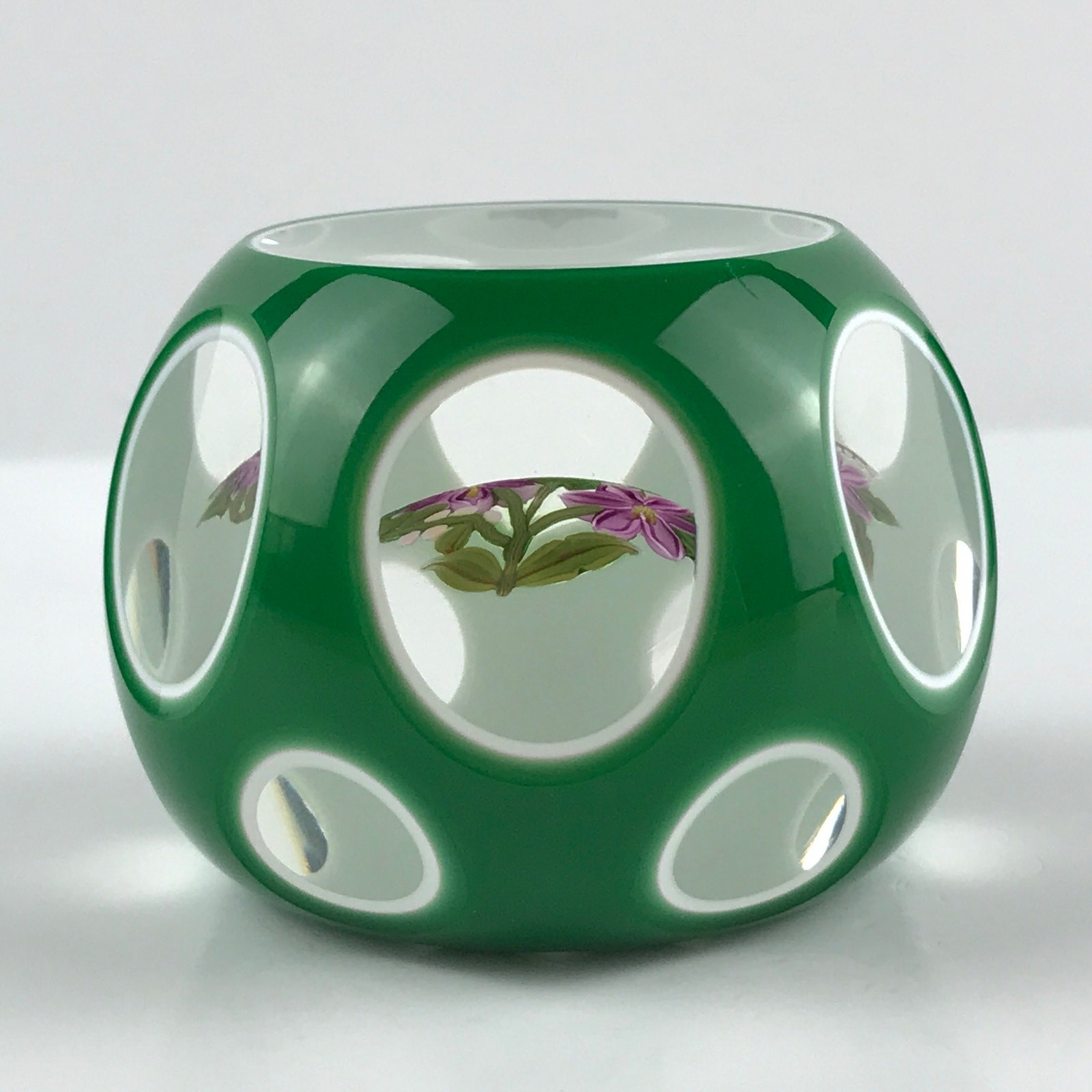 Perthshire 1998B Miniature Double Overlay Flower Bouquet Faceted Paperweight