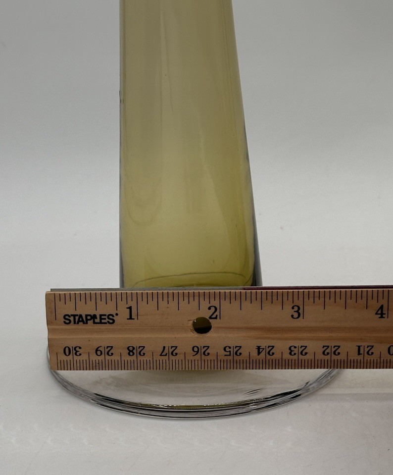 MCM Vintage DANSK ? Scandinavian Art Glass GREEN OMBRE Candleholders Read Please