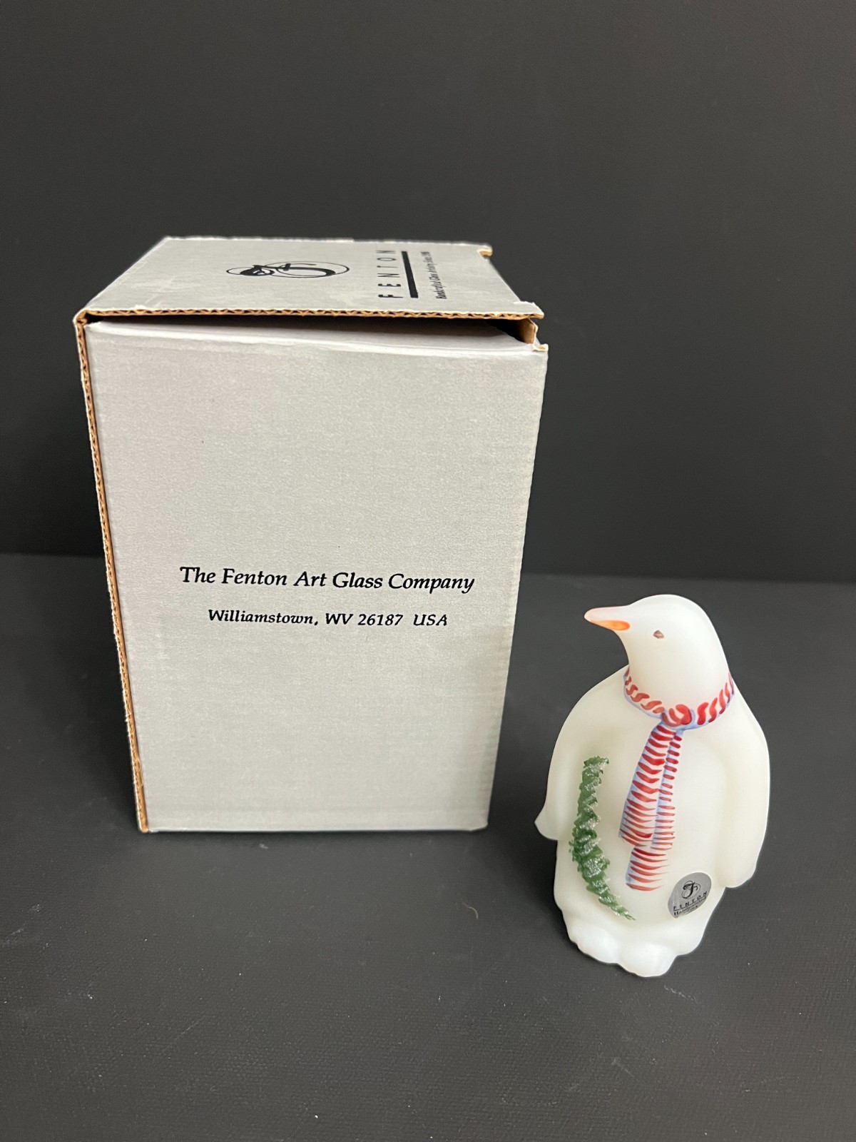 95th Anniversary Vintage Fenton 2000 Christmas Penguin Hand Painted Signed