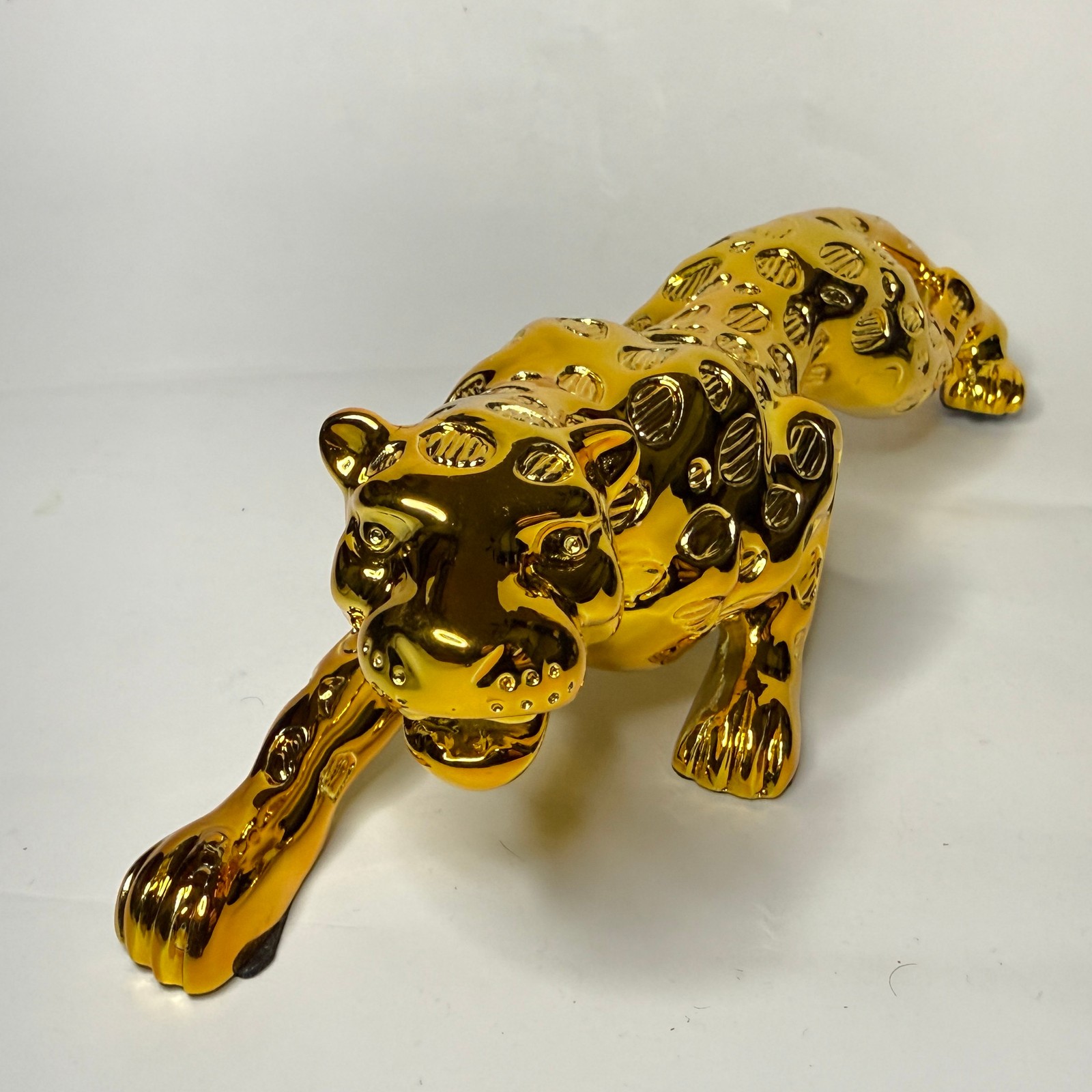 Gold Running Jaguar Panther Figurine – 10 Inch Decorative Statue