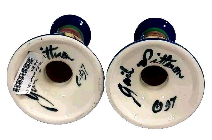 Gail Pittman 1997 GLORY Matching VASE and CANDLESTICK Candle Holders SET