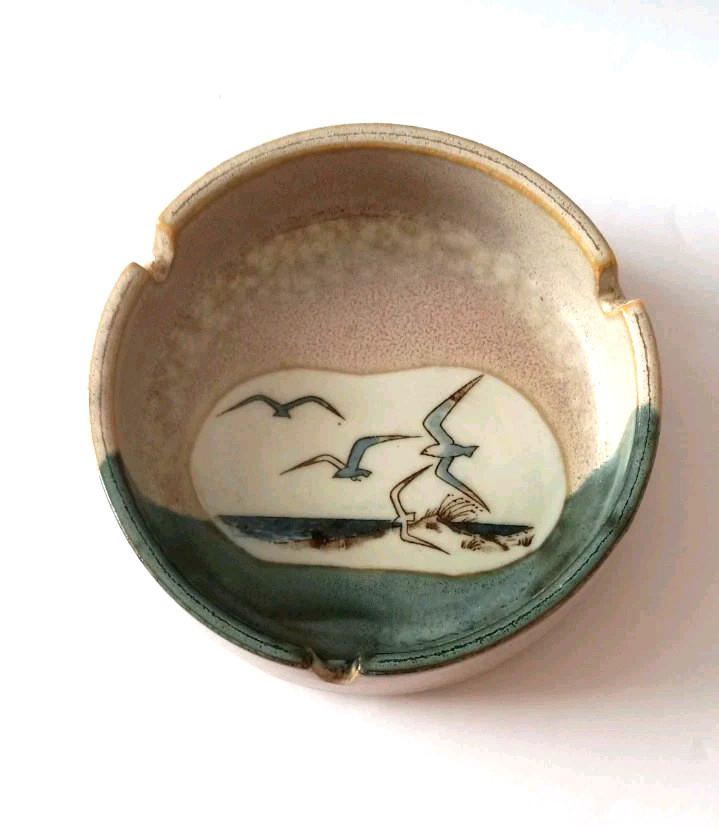 Otagirl Seagulls Over Beach Stoneware Ashtray