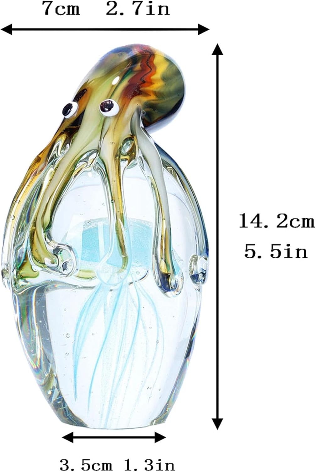 Glass Octopus Figurine for Home Decor 5.5″ Blown Glass Octopus Paperweight