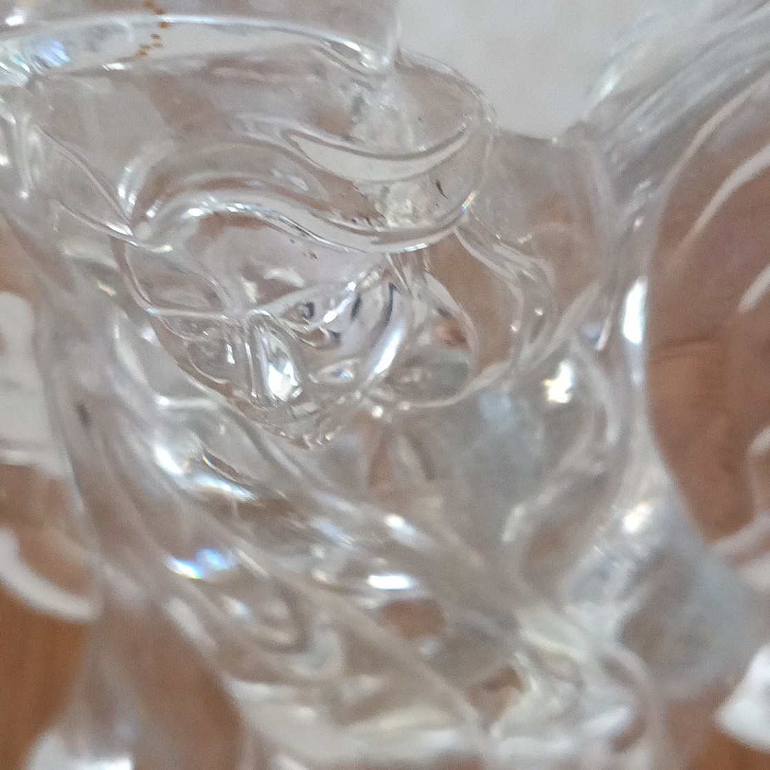 Unmarked Clear Glass Angel Figurine/Wings Decor Angel 8 Inches Tall 6 Inches W