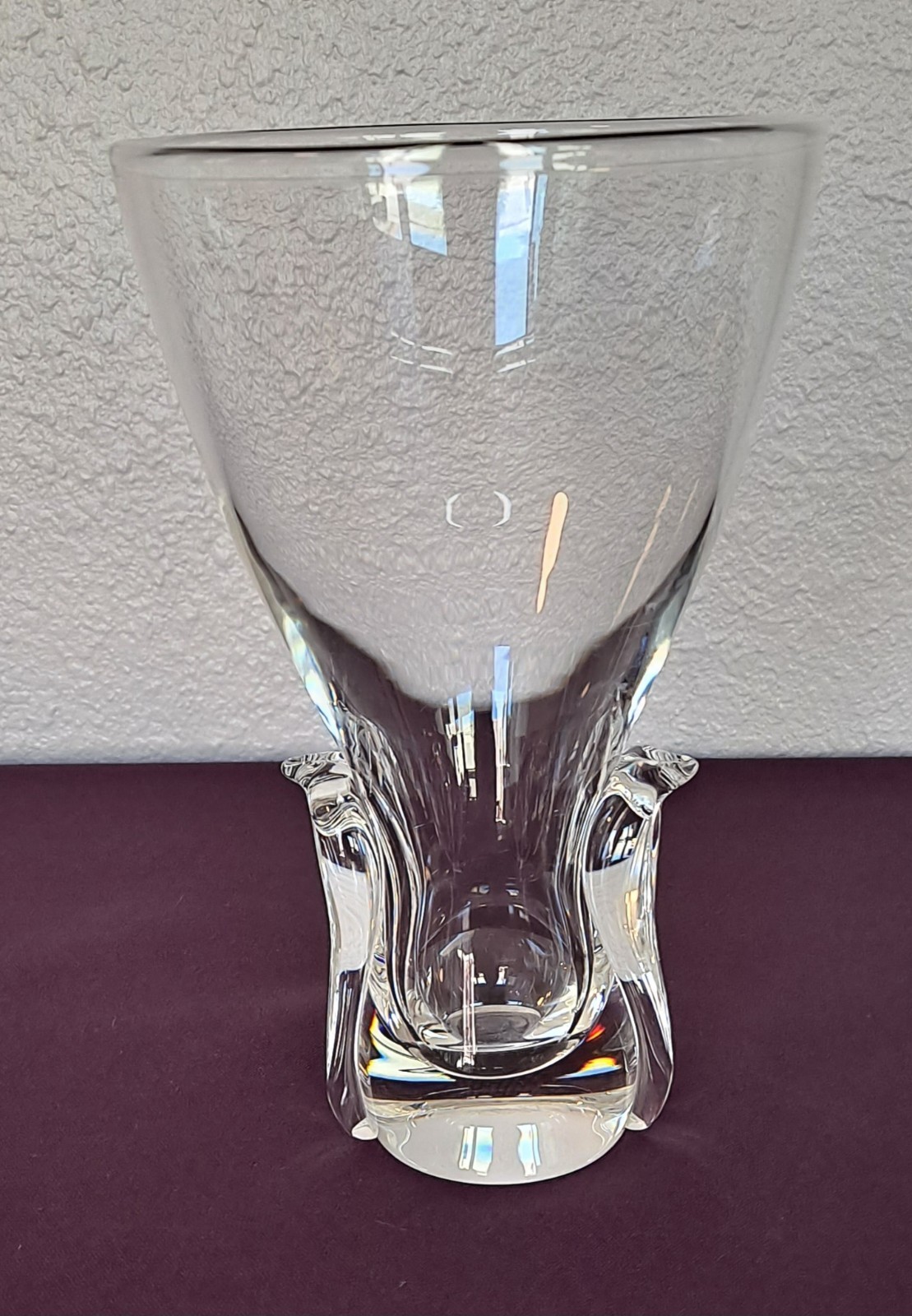Steuben Crystal 8″ Vase – Lloyd Atkins ‘Lyre’, 1962, MCM Vintage