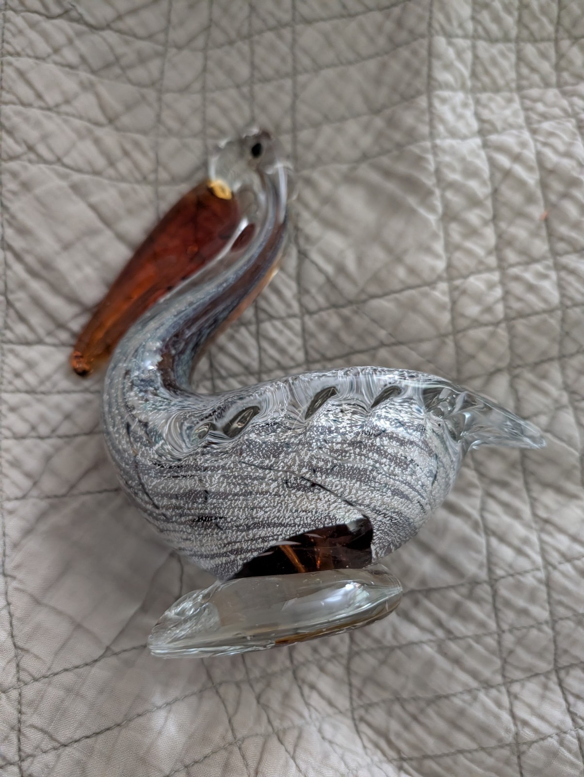 Art Glass Murano Style 6″ Pelican Figurine
