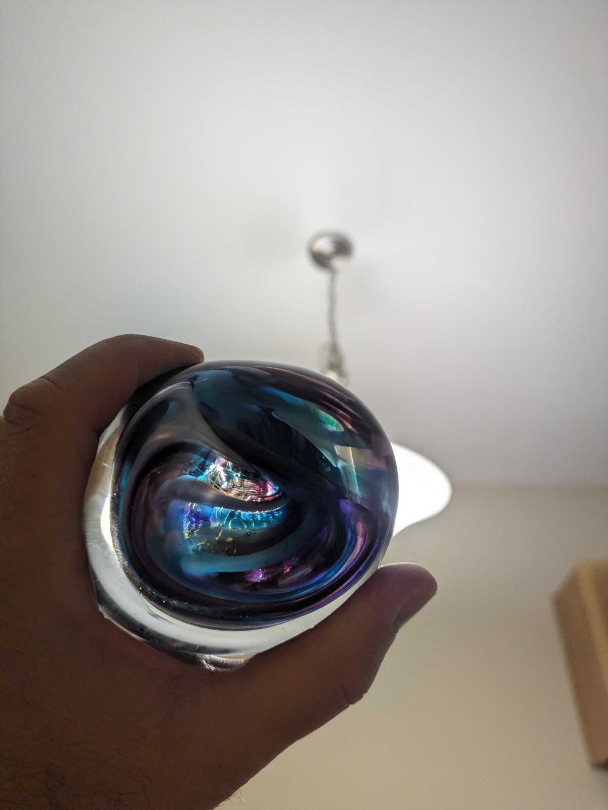 Oregon Coast Taft Glass Paperweight 2015 Hand Blown Swirl Stamped