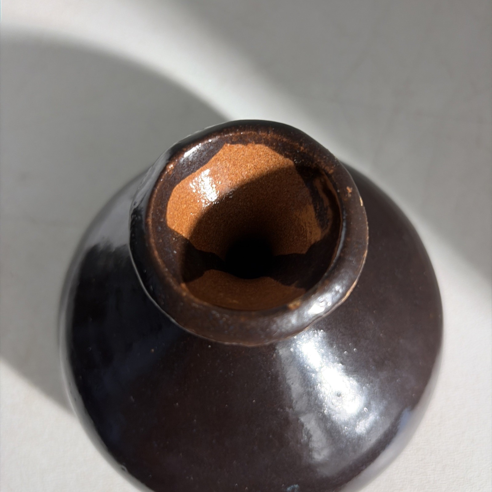 Vintage Small Chocolate Brown Modern Stoneware Vase Art Pottery
