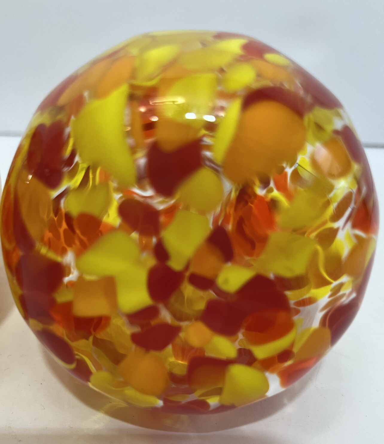 Blown Glass Squash Table Decor Red, Orange and Yellow Clear Ribbed Glass-Pretty