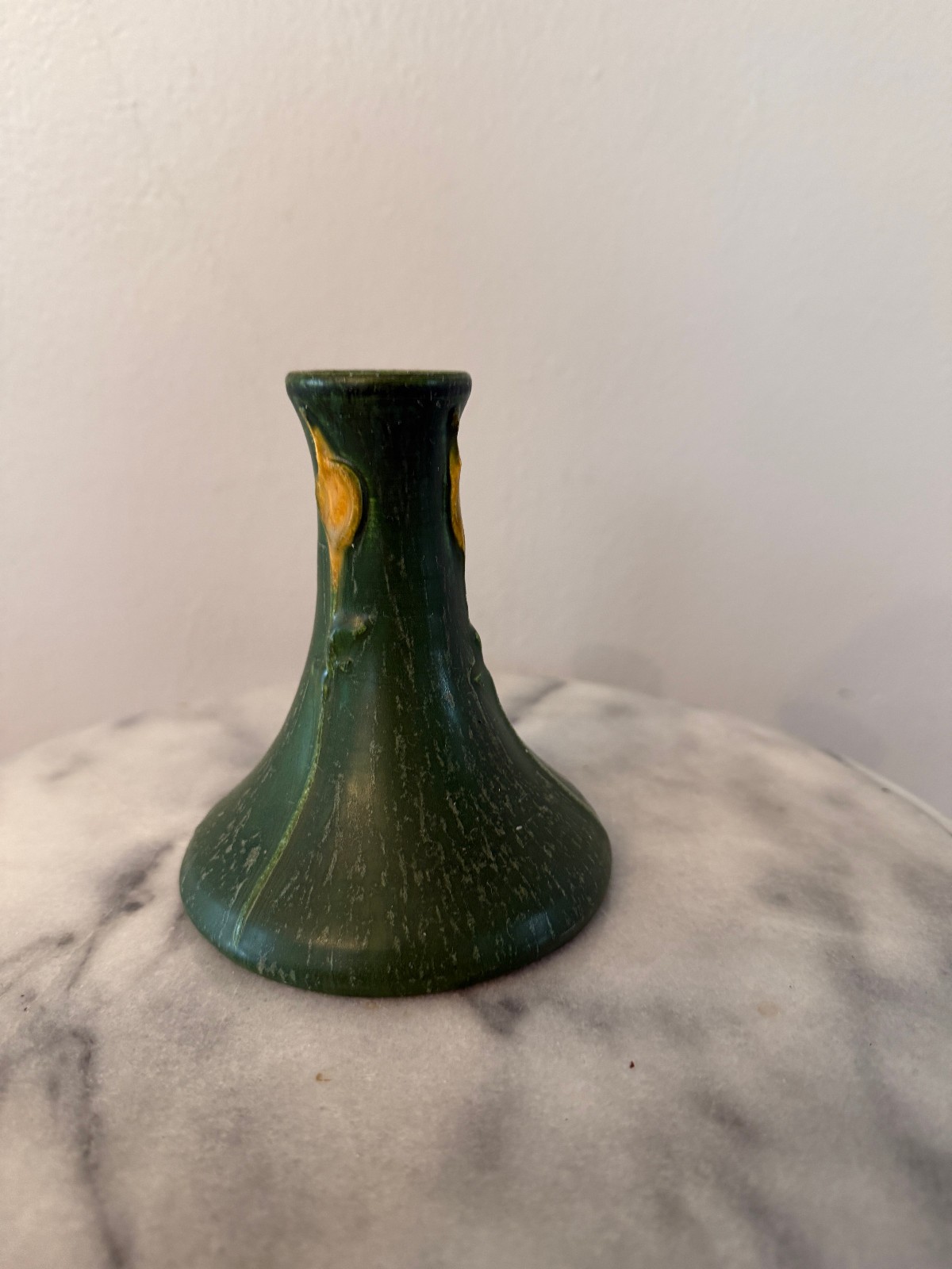 Ephraim Faience Pottery Budding Candlestick 4.5″ x 4″ Kevin Hicks #971 – Green