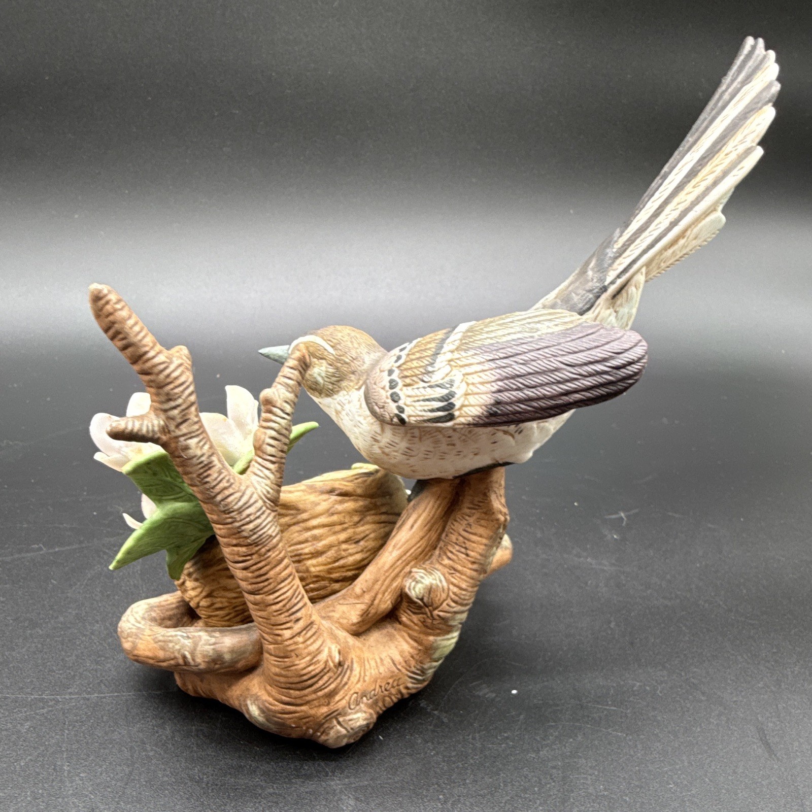 Andrea by Sadek Mockingbird figurine w/ nest & eggs, 9648, 1996