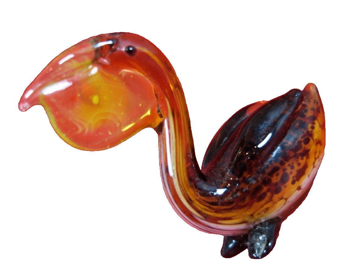 Pelican Mini 3″ Inch Art Glass Figurine/Sculpture Bird Fish in Mouth