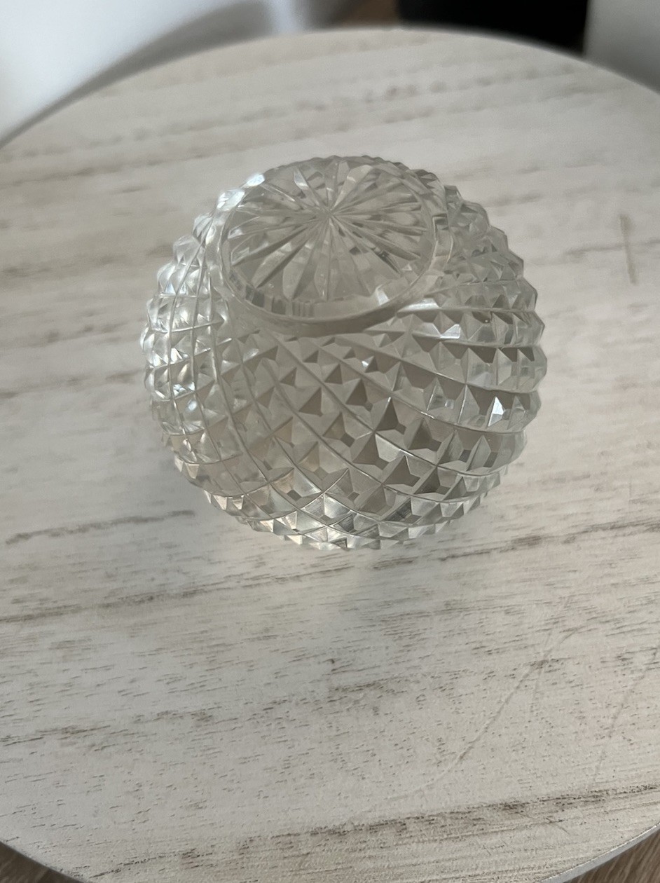 Vintage Cut Crystal Ball Sphere Clear Round Ball Paperweight 3”