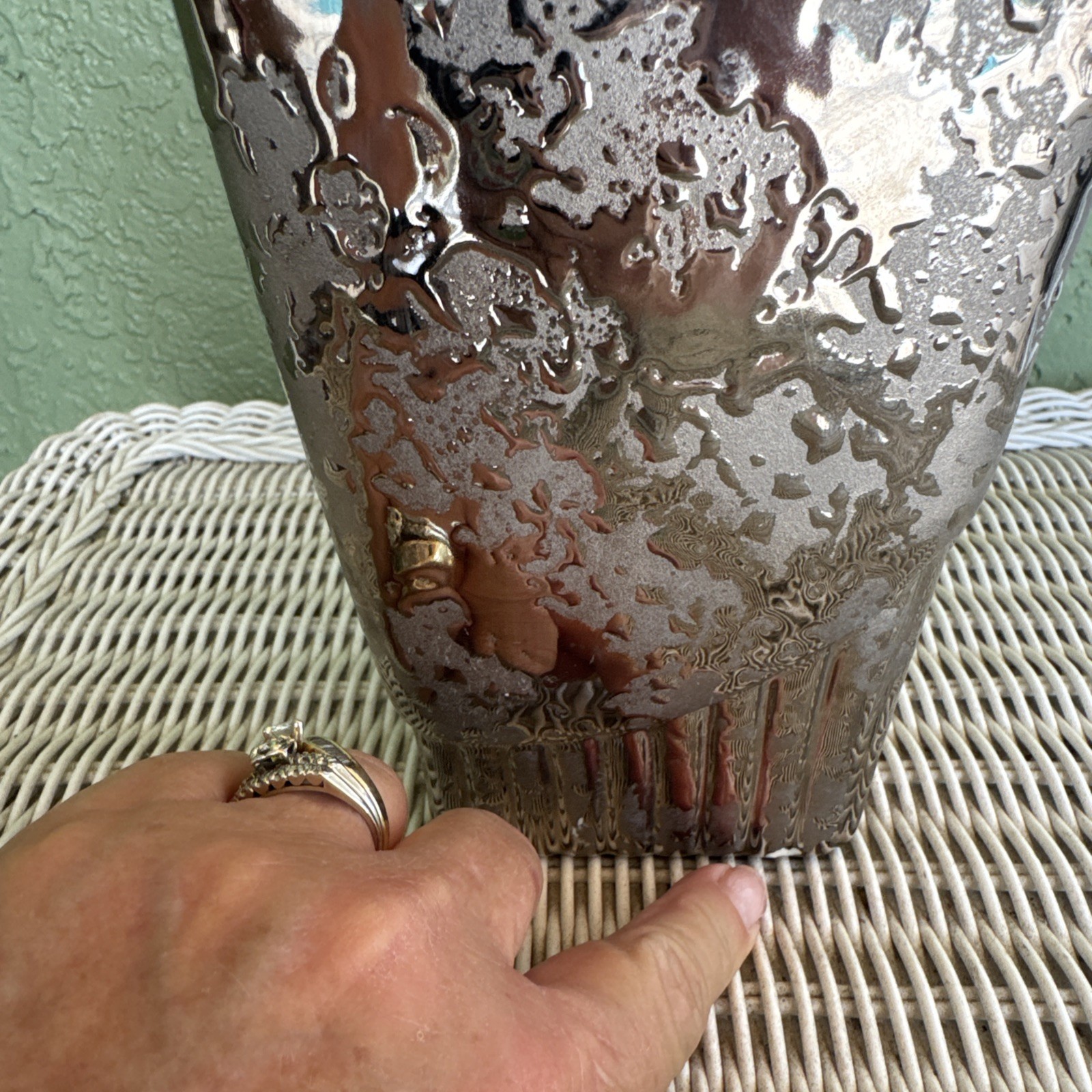 STANFORD SEBRING silver Splatter Vase 9.5″ – Retro