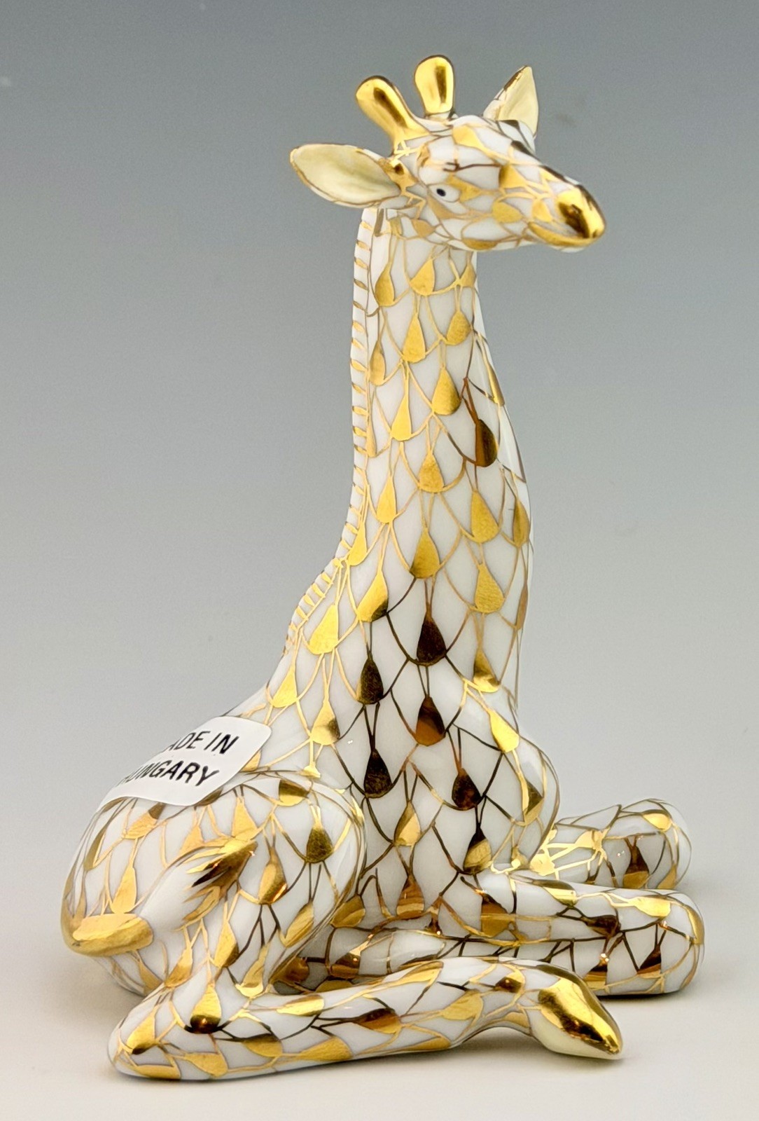 🦋 MINT in BOX HEREND Guild Giraffe 24k Gold Fishnet Figurine