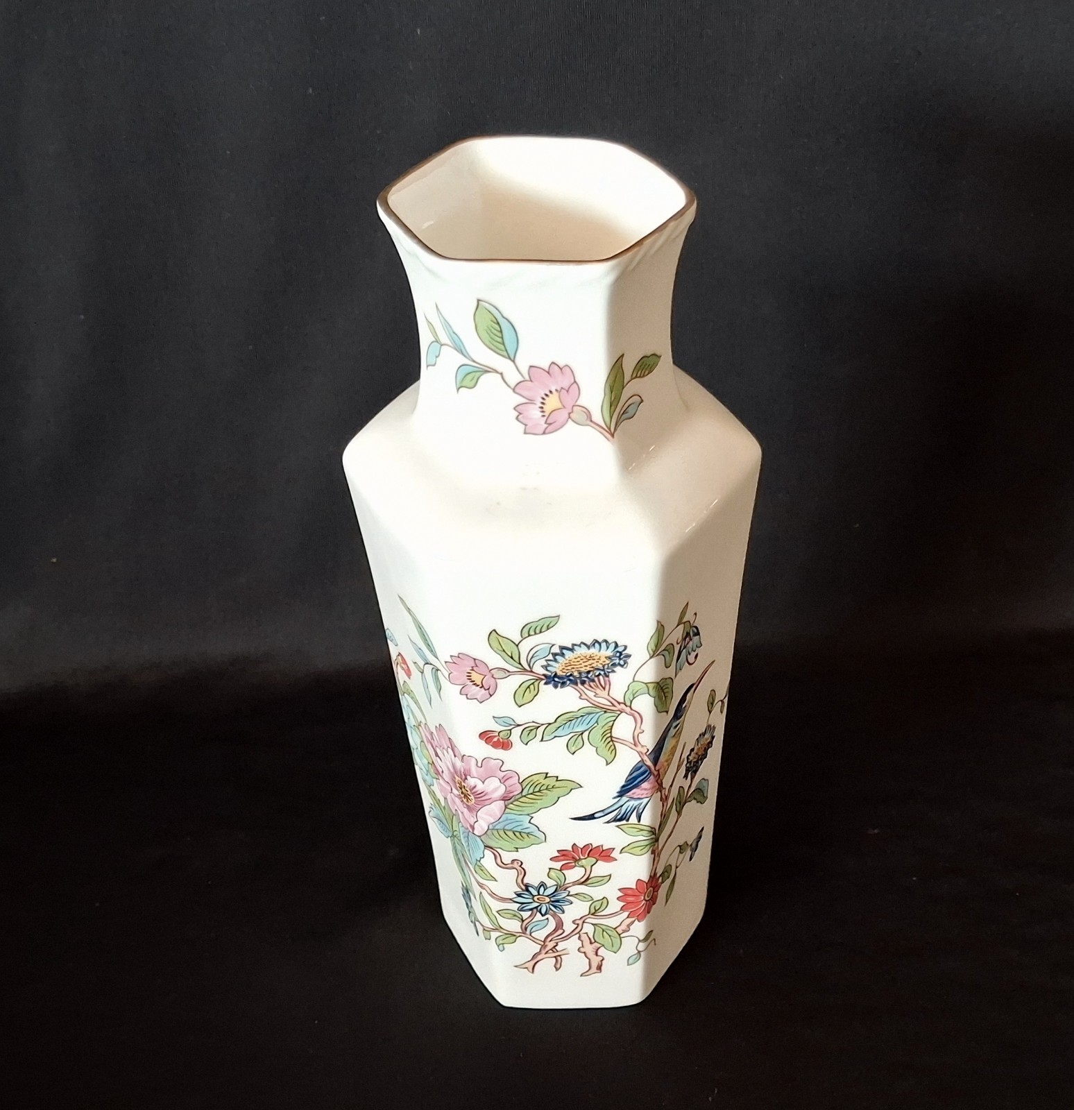 Aynsley PEMBROKE Floral Bird Fine English Bone China Vase 7″ Made in England