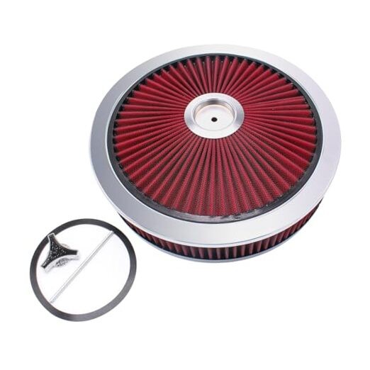 14″ X 3″ Round High Flow Washable Air Cleaner Filter Assembly w/Chrome Flow