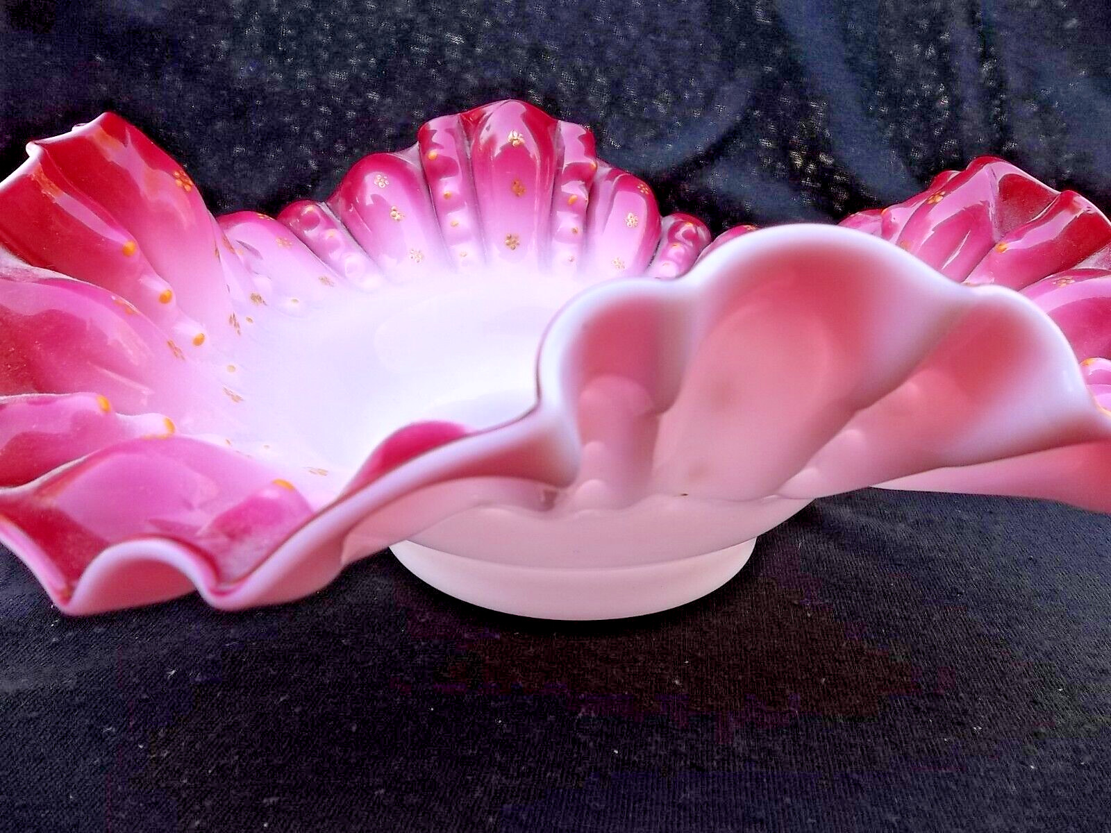 VICTORIAN BRIDES WEDDING BASKET PINK ART GLASS BOWL W SILVERPLATE FRAME