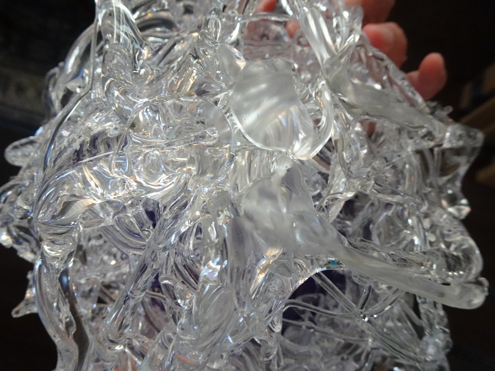 Signed 2004 April Wagner Epiphany Art Glass Threaded Sculpture Vase Pd $1700
