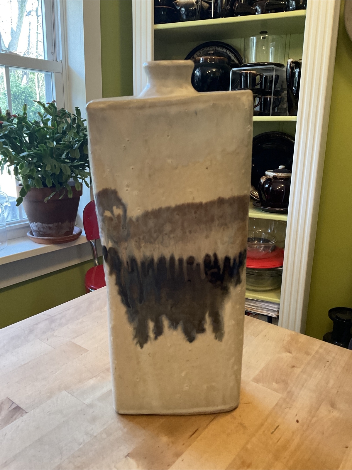 Judy Jackson New York Early Hand Thrown 12” Abstract Vase Bottle Signed Pottery