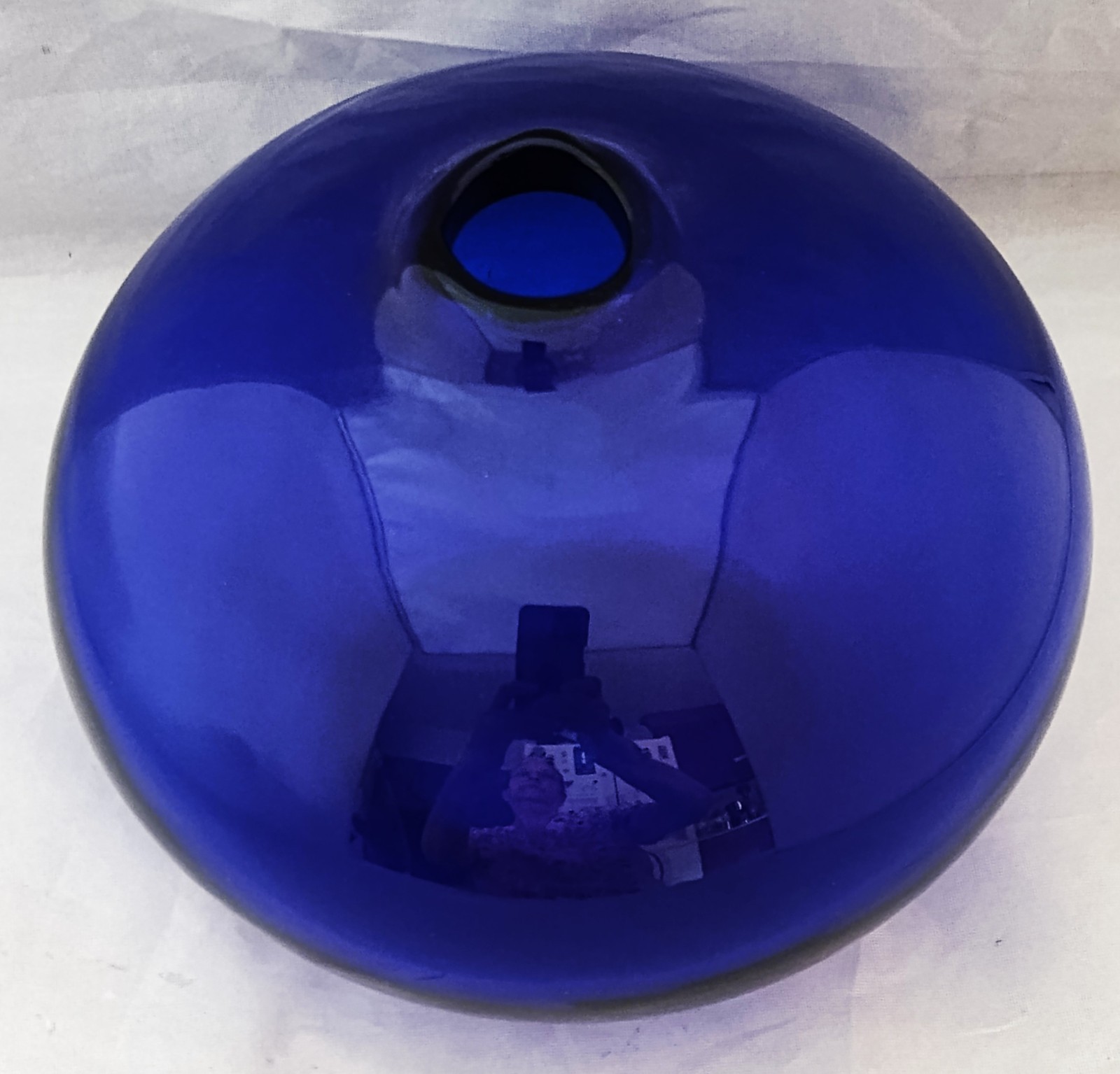 Cobalt Blue Glass Round Vase Art Glass Sphere (D28)