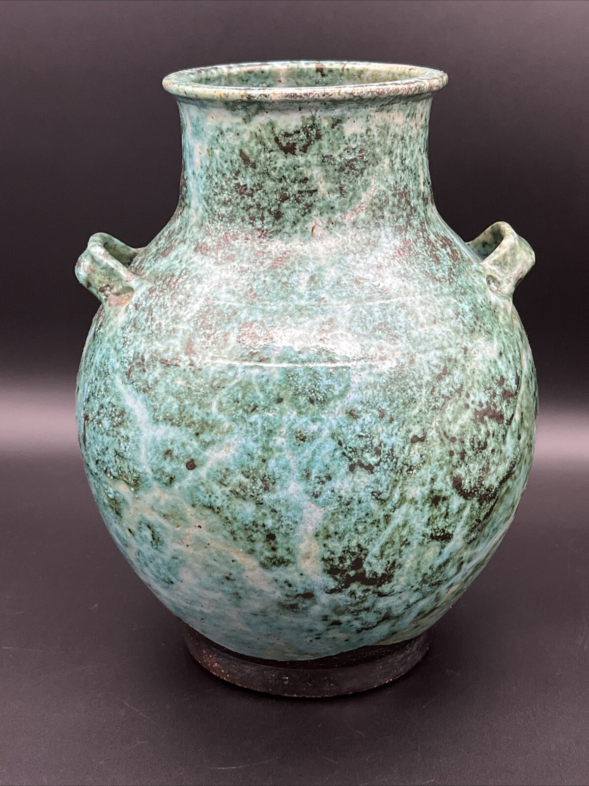 Early Ben Owen III NC Pottery Chinese Blue 10 1/4″ Han Vase -Signed 1989