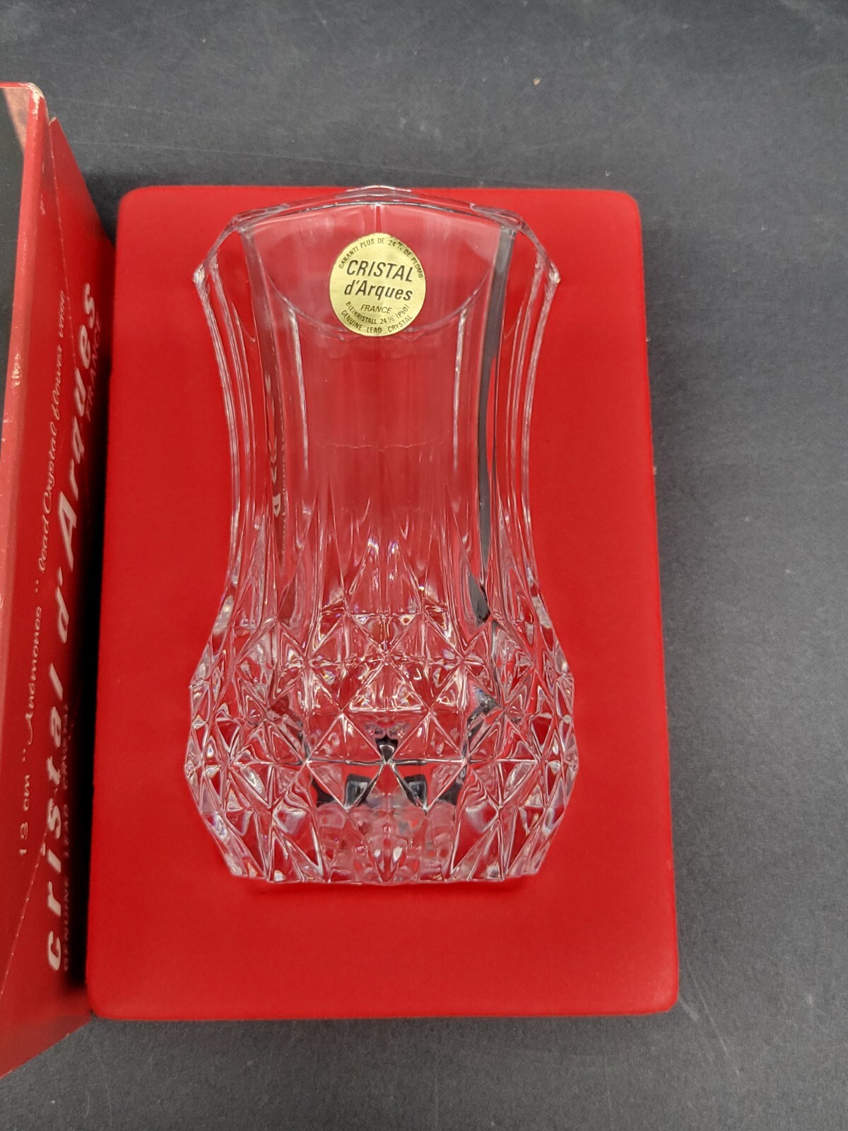 Vintage Cristal D’Arques Anemones 13cm Genuine Lead Crystal Vase In Original Box