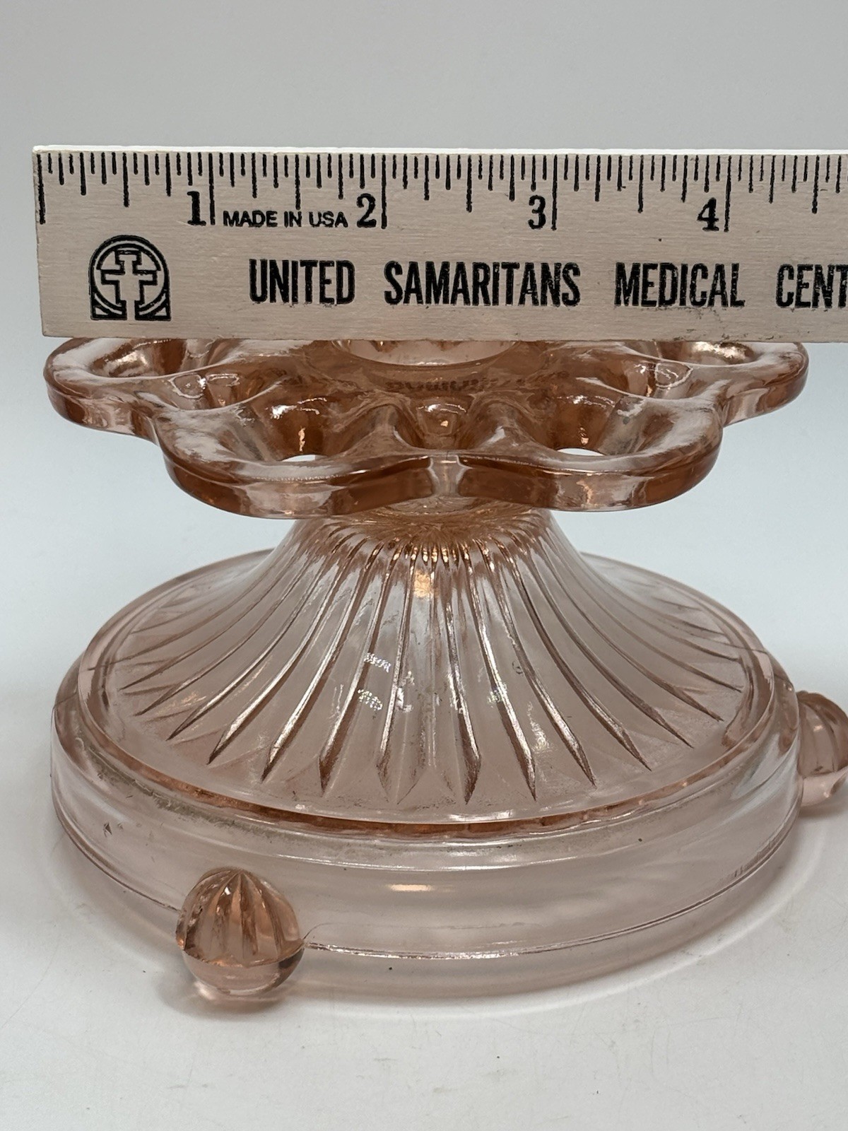 Vtg Anchor Hocking Pink Depression Glass Candlestick Old Colony/ Lace Edge ‘30’s