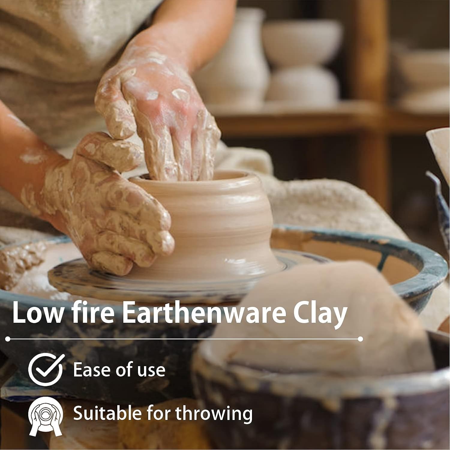 White Low Fire Pottery Clay 10 lbs for Wheel Throwing and Sculpting