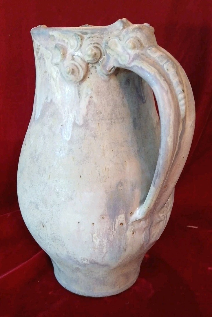 Vincent Sansone Studio Art Pottery Pitcher 9.5″ Tall Lavender Blue Shell Themed